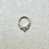 Moonstone & Diamond Daith Hoop 9k Gold Sample