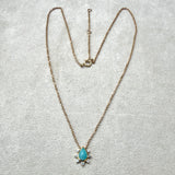 Amazonite, Moonstone & White Sapphire Necklace 9k Gold Sample