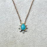 Amazonite, Moonstone & White Sapphire Necklace 9k Gold Sample