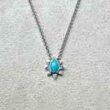 Amazonite, Moonstone & White Sapphire Necklace Sterling Silver Sample