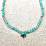 Amazonite & Malachite Eye Necklace Sterling Silver Sample