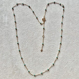 16" Turquoise Enamel Chain 9k Gold Sample