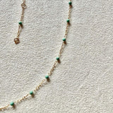 16" Turquoise Enamel Chain 9k Gold Sample