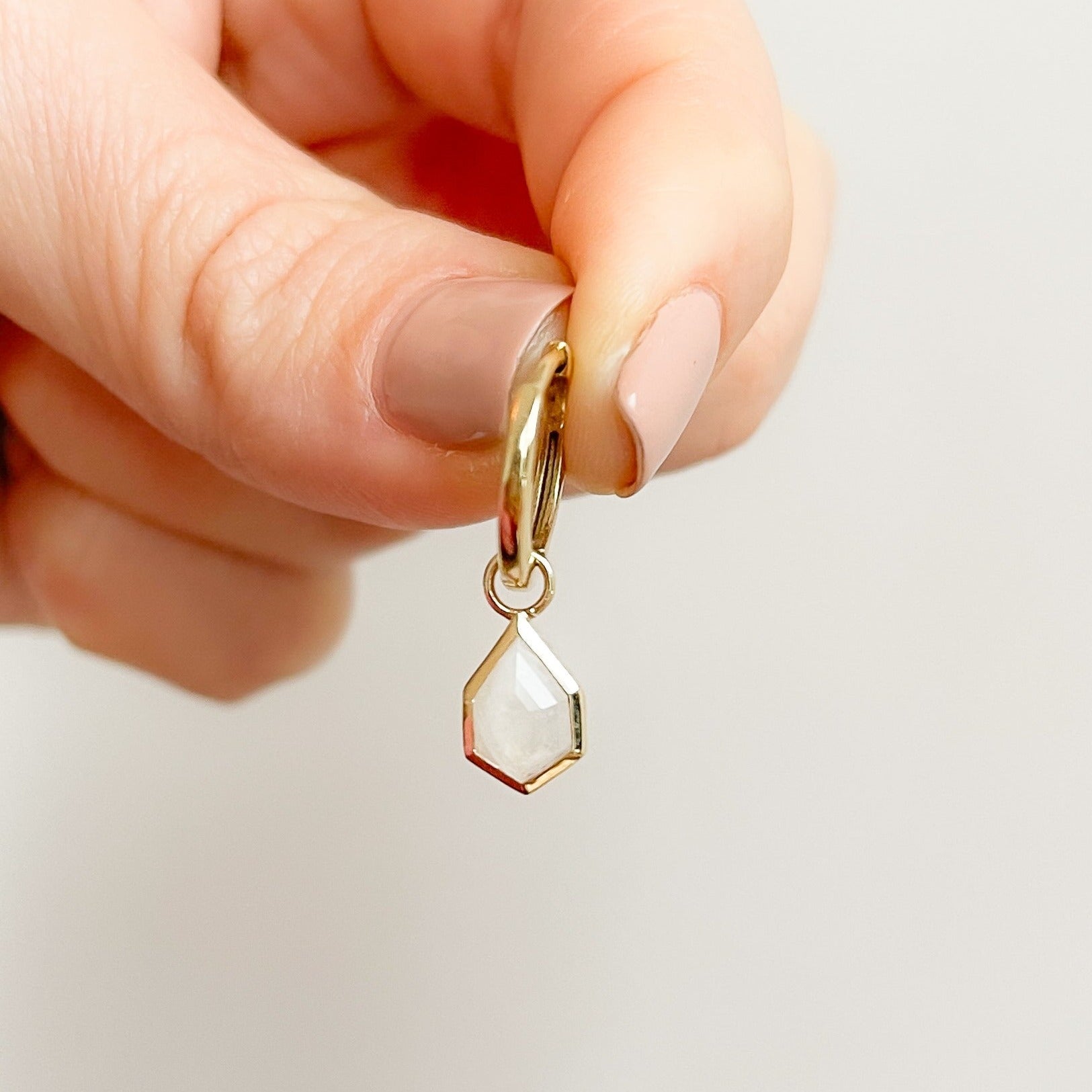 Moonstone Kite Earring Charm 9k Gold