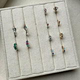 Amethyst, Pink Quartz & Amazonite Huggie Hoop Earring Sterling Silver Sample