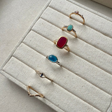 Pink Quartz & Moonstone Organic Ring 9k Gold Sample Size M