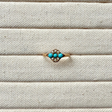 Turquoise & Pearl Ring 9k Gold Sample Size M