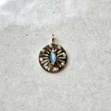 Labradorite & Diamond Coin Pendant 9k Gold Sample