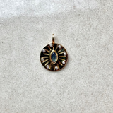 Labradorite & Diamond Coin Pendant 9k Gold Sample