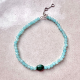 Amazonite & Malachite Beaded Bracelet Sterling Silver Sample