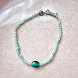 Amazonite & Malachite Beaded Bracelet Sterling Silver Sample