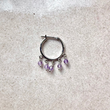 Amethyst Beaded Huggie Hoop Earring Sterling Silver Sample