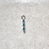 Turquoise Enamel & White Sapphire Earring Charm Sterling Silver Sample