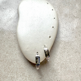 Labradorite & White Sapphire Huggie Earring Sterling Silver Sample Pair