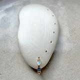 Turquoise Enamel & White Sapphire Huggie Hoop Earring 9k Gold Sample