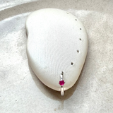 Mini Ruby Solitaire Huggie Hoop Earring Sterling Silver Sample