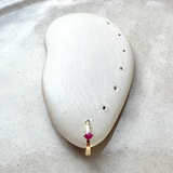 Mini Ruby Solitaire Huggie Hoop Earring 9k Gold Sample
