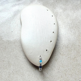 Turquoise Enamel & White Sapphire Huggie Hoop Earring Sterling Silver Sample