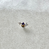 Moonstone, Tanzanite & Diamond Flat Back Earring 9k Gold Sample