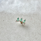 Emerald & Diamond Flat Back Earring 9k Gold Sample