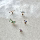 Aquamarine & Diamond Flat Back Earring 14k Gold Sample