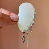 Moonstone Eye Flat Back Earring 14k White Gold Sample