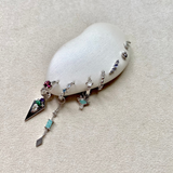 Amazonite & White Sapphire Chain Earring Charm Sterling Silver Sample