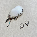 Tanzanite & Emerald Geo Daith Hoop Earring 9k White Gold Sample