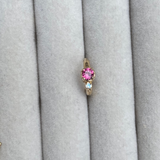 Rhodolite Garnet & Moonstone Huggie Hoop Earring  9k Gold Sample