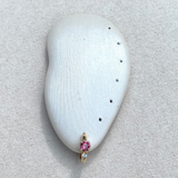 Rhodolite Garnet & Moonstone Huggie Hoop Earring  9k Gold Sample