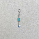 Amazonite & White Sapphire Chain Earring Charm Sterling Silver Sample