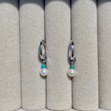 Pearl & Turquoise Hoop Earrings Sterling Silver Sample