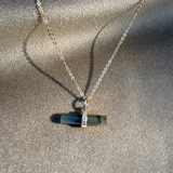 Labradorite T-Bar Pendant 9k Gold