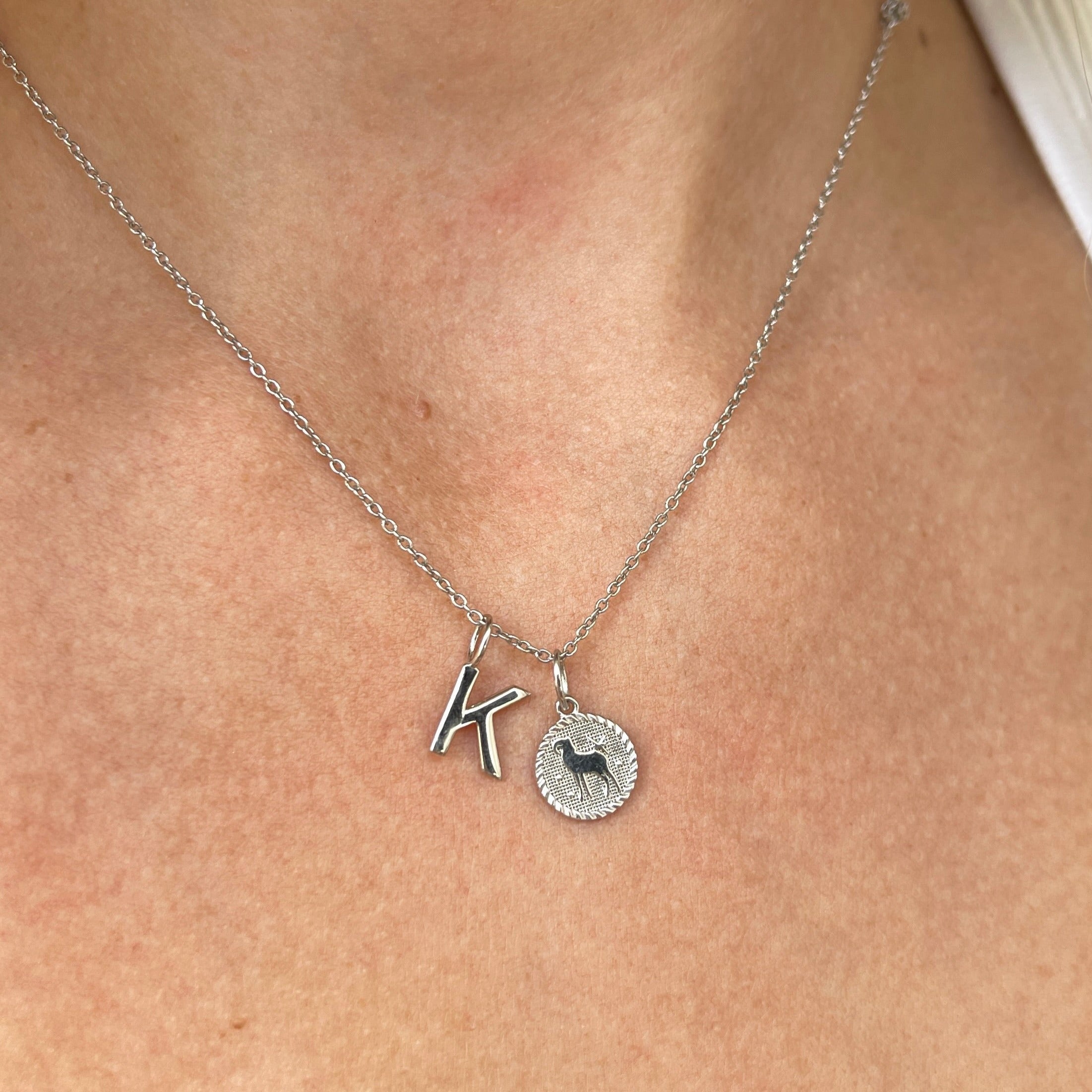 Initial Letter Necklace Sterling Silver