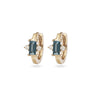 London Blue Topaz & Diamond Baguette Huggie Hoop Earring Pair 9k Gold