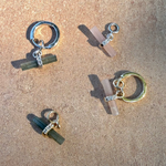 Labradorite T-Bar Earring Charm 9k Gold and guava quartz charms in solid gold and sterling silver