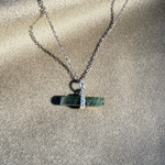 Labradorite T-Bar Pendant Sterling Silver on soft fabric
