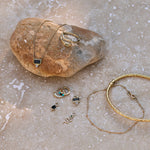 Labradorite & White Sapphire Necklace 9k Gold along with other solid gold jewellery
