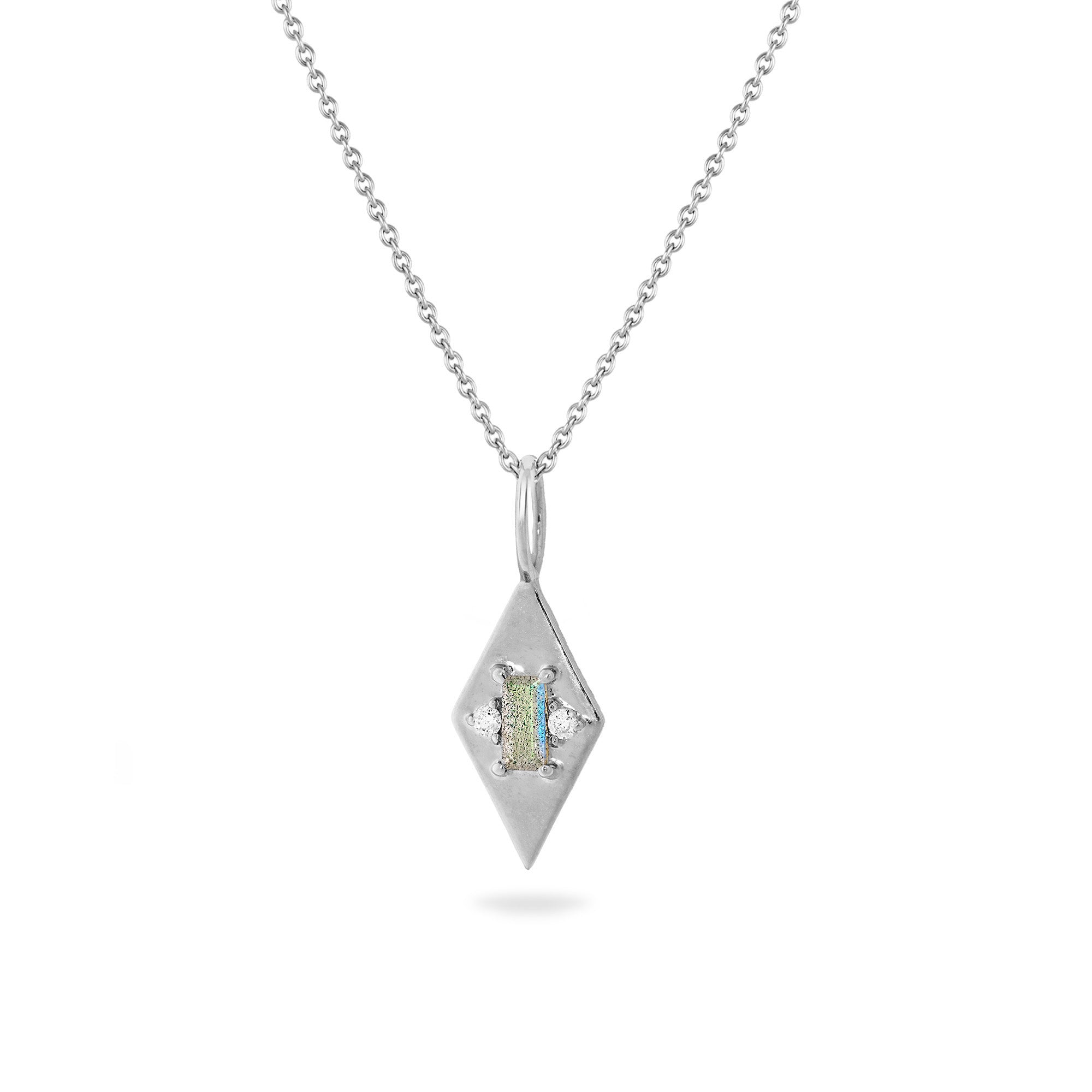 labradorite pendant on white background