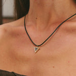image of leather cord necklace with a triangle pendant