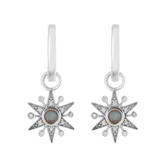 Limited Edition White Gold Star Hoops white background