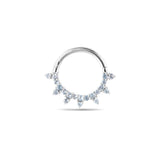 London Blue Topaz Sunburst Daith Earring 9k White Gold on white background