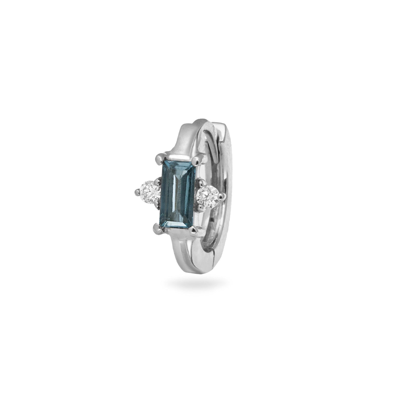 blue stone silver huggie 