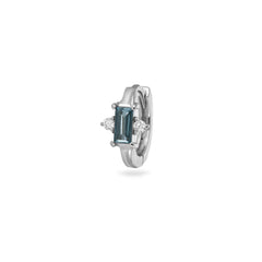 blue stone silver huggie 