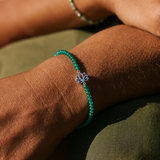 model wearing the Lotus Flower Beaded Bracelet Sterling Silver
