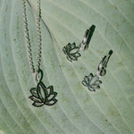 Lotus Flower Pendant Sterling Silver and matching hoop earrings