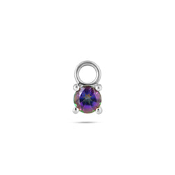 Mystic Topaz Solitaire Earring Charm Sterling Silver