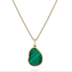 Malachite Pebble Pendant 9k Gold white background