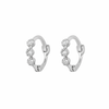 Mini Diamond Trilogy Huggie Hoop Earring Pair 9k White Gold