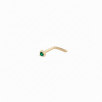 Mini Emerald Nose Stud 9k Gold on white background